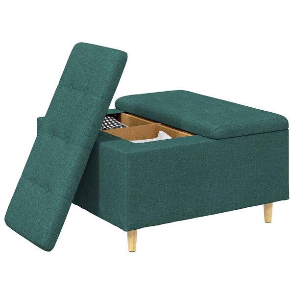 vidaXL Pouf contenitore Verde Scuro 80 x 80 x 45 cm Tessuto