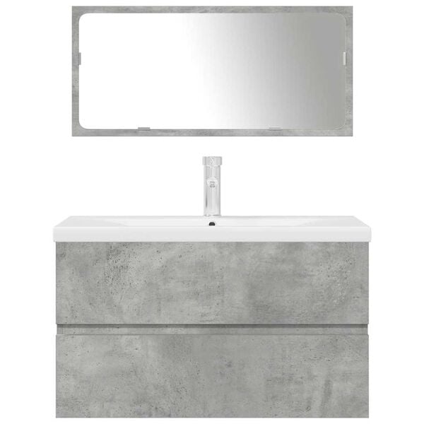 vidaXL Set Mobili da Bagno 3 pz Grigio Cemento in Legno Multistrato