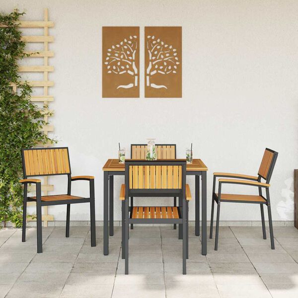 vidaXL Set da Pranzo per Giardino 5 pcs Nero e marrone