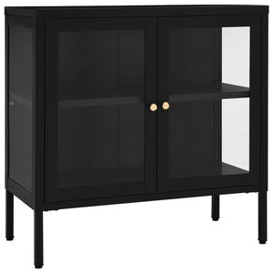 vidaXL Credenza Nera 70x35x70 cm in Acciaio e Vetro