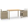 vidaXL Set da Pranzo da Giardino 3 pz con Cuscini in Polyrattan Beige
