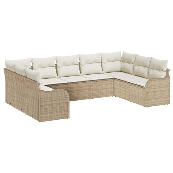 vidaXL Set Divano da Giardino 9 pcs Beige polyrattan
