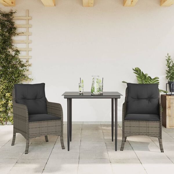 vidaXL Set da Pranzo da Giardino 5 pz con Cuscini in Polyrattan Grigio