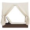 vidaXL Lettino Prendisole con Tetto e Tende Marrone in Polyrattan