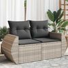 vidaXL Divano da Giardino con Cuscini 2 Posti Grigio Chiaro Polyrattan