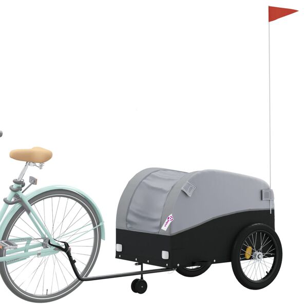vidaXL Rimorchio da Bici Nero e Grigio 45 kg in Ferro