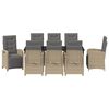 vidaXL Set da Pranzo per Giardino con cuscino 9 pcs Beige polyrattan
