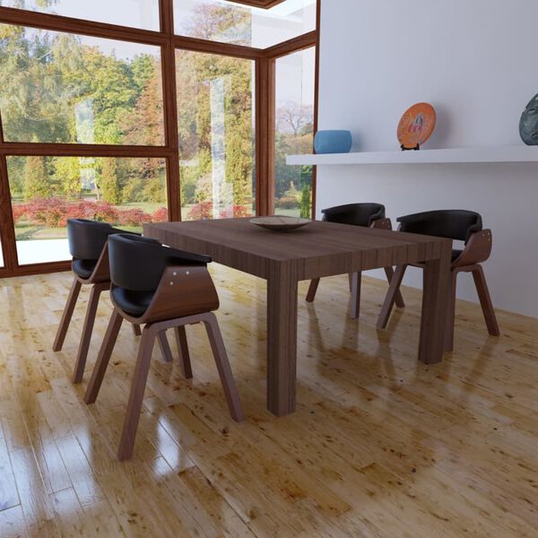 vidaXL Sedie da Pranzo 4 pz in Legno Curvato e Similpelle