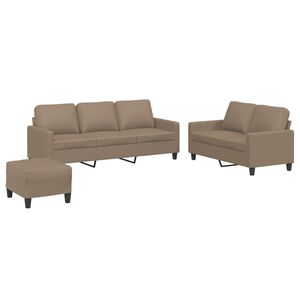 vidaXL Set di Divani 3 pz con Cuscini cappuccino in Similpelle