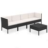 vidaXL Set Divani da Giardino 5 pz con Cuscini in Polyrattan Nero