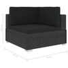 vidaXL Set Divani da Giardino 12 pz con Cuscini in Polyrattan Nero