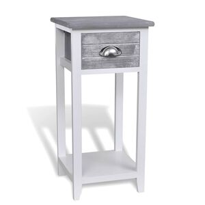 vidaXL Comodino con 1 Cassetto Grigio e Bianco