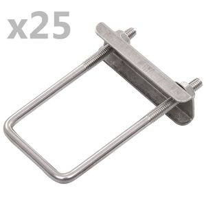 vidaXL Connettori a U per Pali di Recinzione 60x40 mm 25 Set