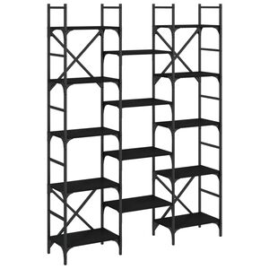 vidaXL Libreria Nera 127,5x28,5x172,5 cm in Legno Multistrato