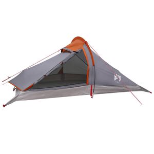 vidaXL Tenda da backpacking 4 persona Grigio e arancione