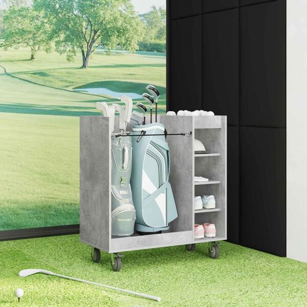 vidaXL Armadio per Golf con ruota Grigio cemento 90 x 45 x 98 cm