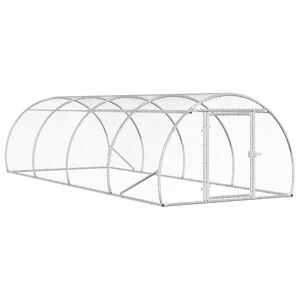 vidaXL Pollaio Argento 400 x 150 x 100 cm Acciaio zincato