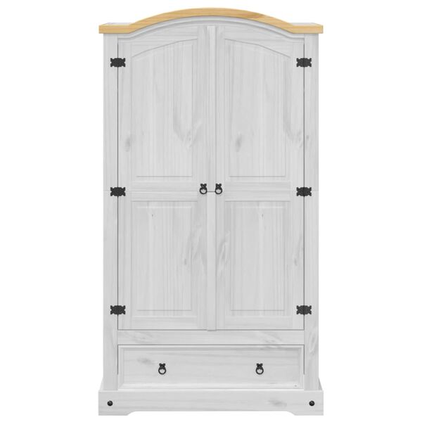 vidaXL Armadio Corona Bianco 102x52x186 cm in Legno Massello di Pino