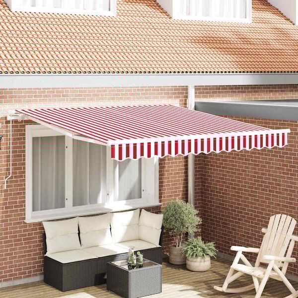 vidaXL Tenda Retrattile Rosso e Bianco 300 x 250 cm