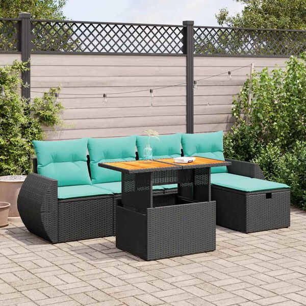 vidaXL Set Divano Giardino 6 pz con Cuscini Marrone Polyrattan Acacia