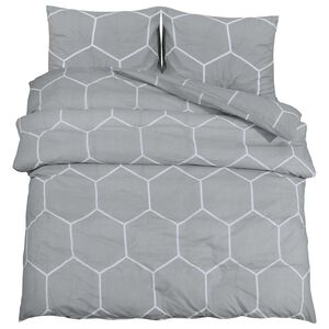 vidaXL Set Copripiumino Grigio e Bianco 225x220 cm in Cotone