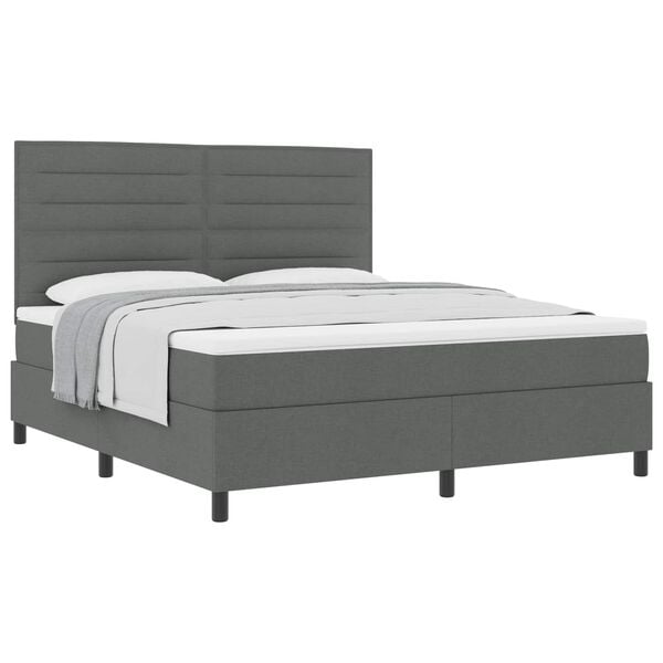vidaXL Letto a molle con materasso Grigio scuro 180 x 200 cm Tessuto