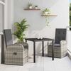 vidaXL Set da Pranzo per Giardino con cuscino 3 pcs Grigio polyrattan