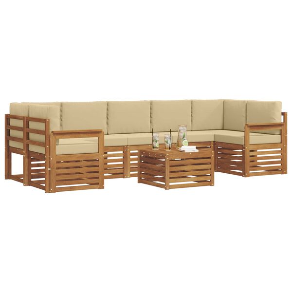 vidaXL Set di divani da esterno con cuscino 8 pcs Naturale e Beige