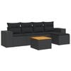vidaXL Set Divano da Giardino 6 pz con Cuscini Nero in Polyrattan