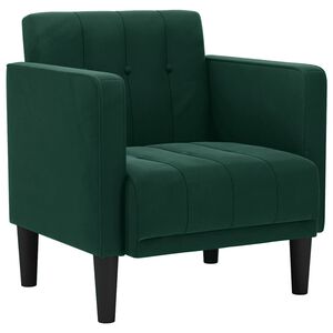 vidaXL Divano Sedia con Braccioli Verde Scuro 53 cm in Velluto