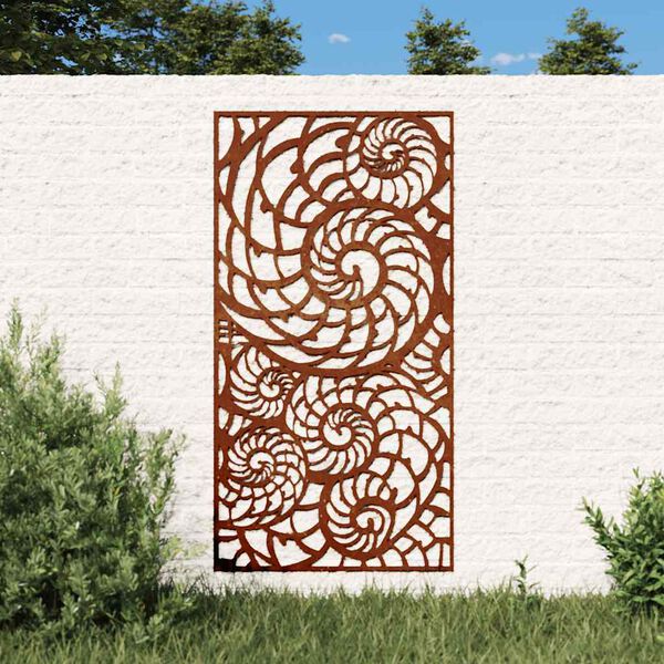vidaXL Decorazione Muro da Giardino 105x55cm Conchiglia Acciaio Corten