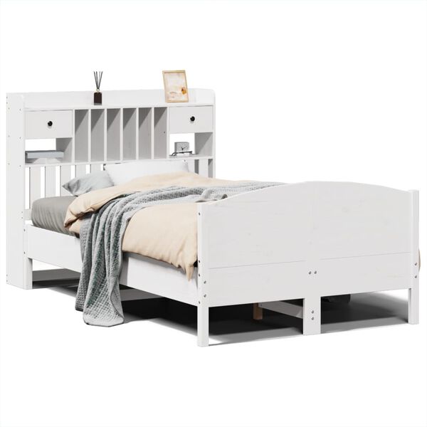 vidaXL Letto Libreria senza Materasso Bianco 135x190 cm Legno di Pino