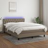 vidaXL Letto a Molle con Materasso e LED Tortora 140x190 cm in Tessuto