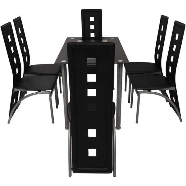 vidaXL Set Tavolo da Pranzo 7 pz Nero