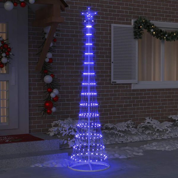 vidaXL Albero di Natale LED con 290 LED Blu 70 x 70 x 250 cm Metallo