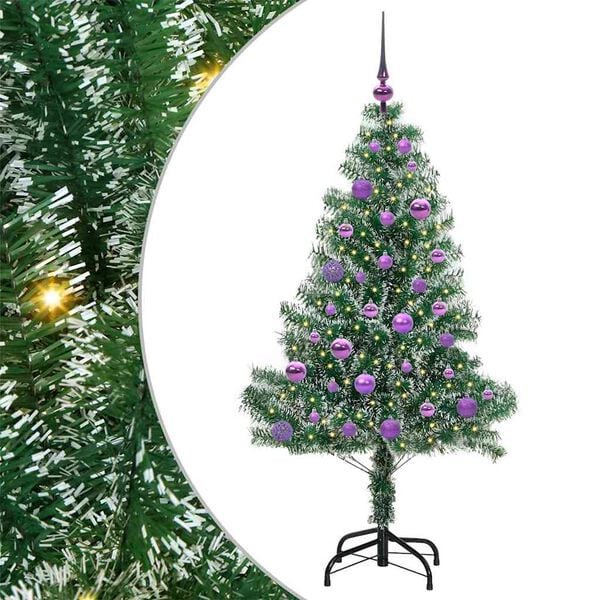 vidaXL Albero di Natale Artificiale Imbiancato con Luci LED 150 cm
