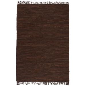 vidaXL Tappeto Chindi Tessuto a Mano in Pelle 120x170 cm Marrone