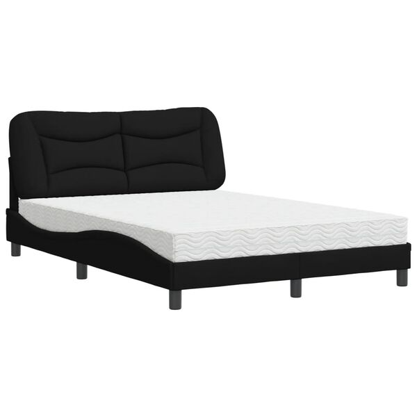 vidaXL Letto con Materasso Hvar Nero 140x190 cm in Tessuto