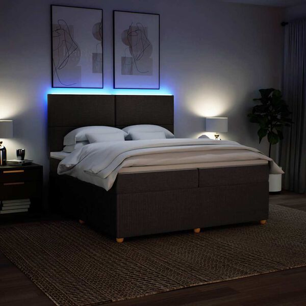 vidaXL Giroletto a Molle con Materasso Marrone Scuro 200x200cm Tessuto