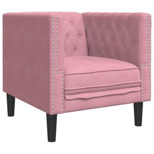 vidaXL Poltrona Chesterfield Rosa in Velluto
