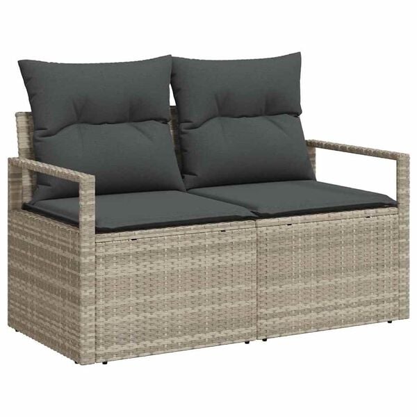 vidaXL Set Divano da Giardino 9 pcs Grigio chiaro polyrattan