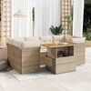 vidaXL Set Divani da Giardino 7 pz con Cuscini Beige in Polyrattan