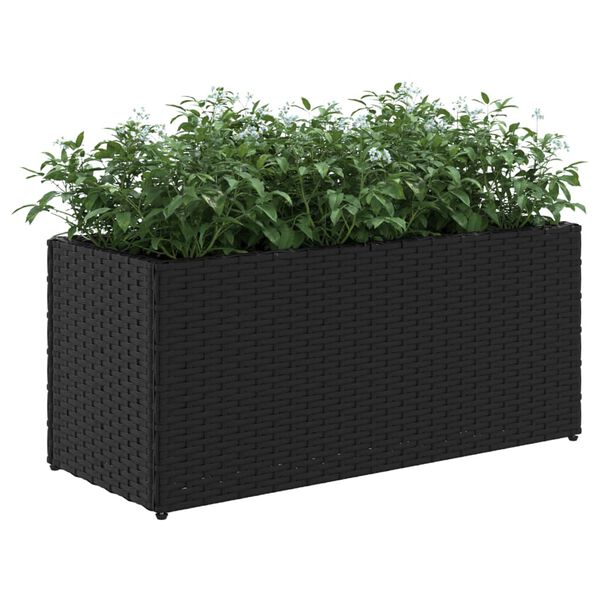 vidaXL Fioriera da Giardino con 2 Vasi Nera 72x30x32 cm in Polyrattan