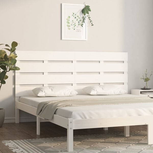 vidaXL Testiera per Letto Bianca 180x3x80 cm in Legno Massello di Pino