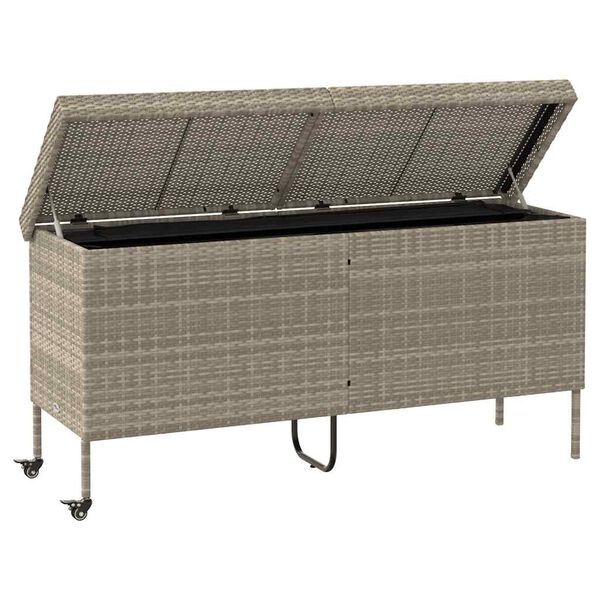 vidaXL Contenitore da Giardino con Ruote Grigio Chiaro Polyrattan