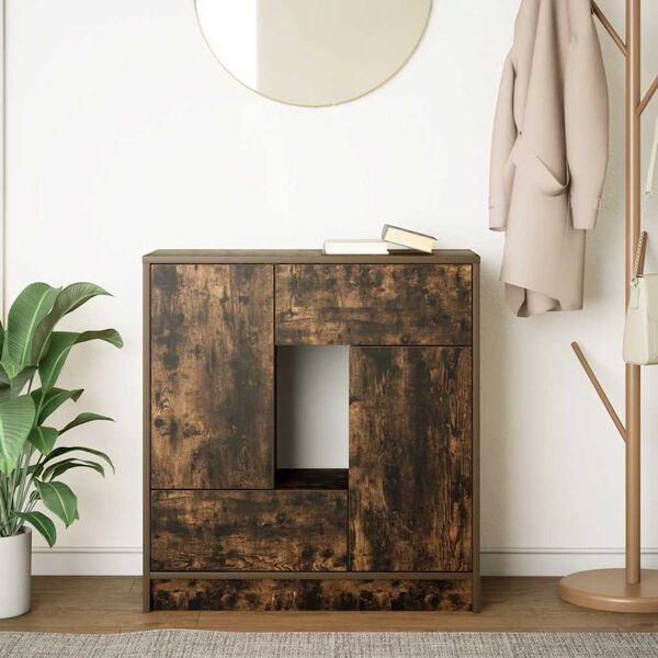 vidaXL Credenza con Cassetti e Ante Rovere Fumo 70,5x34x74,5 cm