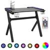 vidaXL Scrivania da Gaming con LED e Gambe a Y Nera 110x60x75 cm