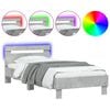 vidaXL Giroletto con Testiera e LED Grigio Cemento 90x200 cm