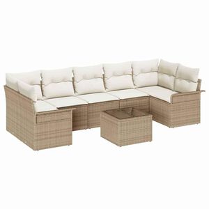 vidaXL Set Divano da Giardino con cuscino 8 pcs Beige polyrattan