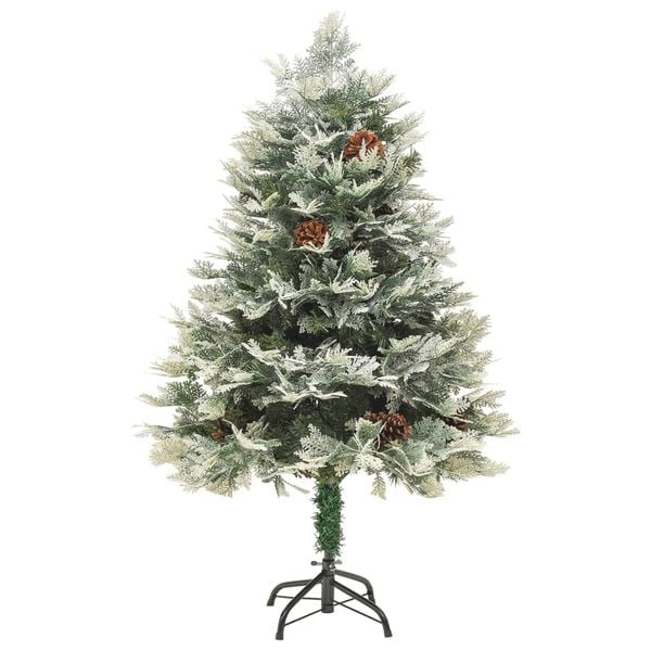 vidaXL Albero di Natale Preilluminato con Pigne Verde 120 cm PVC e PE
